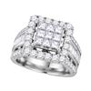 3 CTW Princess Diamond Cluster Bridal Engagement Ring 14KT White Gold - REF-299F9N
