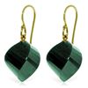 Genuine 30.5 ctw Green Sapphire Corundum Earrings Jewelry 14KT Yellow Gold - REF-39V3W