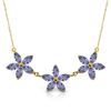 Genuine 4 ctw Tanzanite Necklace Jewelry 14KT Yellow Gold - REF-86N3R
