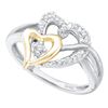 Image 1 : 0.10 CTW Diamond Double Heart Ring 10KT Two-tone Gold - REF-16M4H