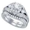 1.5 CTW Diamond Bridal Wedding Engagement Ring 14KT White Gold - REF-344Y9X