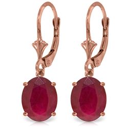 Genuine 7 ctw Ruby Earrings Jewelry 14KT Rose Gold - REF-64F6Z