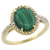 Natural 2.77 ctw Malachite & Diamond Engagement Ring 10K Yellow Gold - REF-23N2G