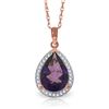 Genuine 3.41 ctw Amethyst & Diamond Necklace Jewelry 14KT Rose Gold - REF-69K6V