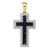 0.25 CTW Black Color Diamond Cross Pendant 10KT Yellow Gold - REF-24M2H