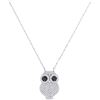 0.38 CTW Black Color Diamond Owl Bird Pendant 10KT White Gold - REF-32W9K