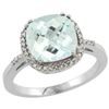Natural 3.11 ctw Aquamarine & Diamond Engagement Ring 10K White Gold - REF-51A3V