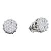 1 CTW Diamond Flower Screwback Earrings 14KT White Gold - REF-71H3M