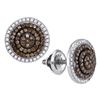 0.55 CTW Cognac-brown Color Diamond Cluster Earrings 10KT White Gold - REF-30W2K