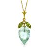 Genuine 11.75 ctw Blue Topaz & Peridot Necklace Jewelry 14KT Yellow Gold - REF-37F2Z