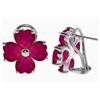 Image 1 : Genuine 7.2 ctw Ruby Earrings Jewelry 14KT White Gold - REF-112X2M