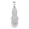 0.10 CTW Diamond Sandal Flip Flop Pendant 10KT White Gold - REF-14K9W