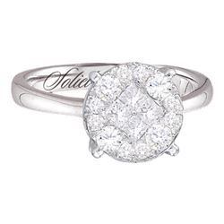 2 CTW Princess Diamond Soleil Cluster Bridal Engagement Ring 14KT White Gold - REF-285K2W