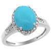 Natural 2.49 ctw Turquoise & Diamond Engagement Ring 14K White Gold - REF-48R6Z