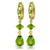 Genuine 5.62 ctw Peridot Earrings Jewelry 14KT Yellow Gold - REF-62R7P