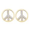 Image 1 : 0.15 CTW Diamond Peace Sign Circle Stud Screwback Earrings 10KT Yellow Gold - REF-16X4Y