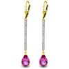 Genuine 3.6 ctw Pink Topaz & Diamond Earrings Jewelry 14KT White Gold - REF-61Y5F
