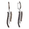 1 CTW Cognac-brown Black Color Diamond Hoop Earrings 14k White Gold - REF-82X4Y