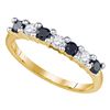 0.50 CTW Black Color Diamond Wedding Anniversary Ring 10KT Yellow Gold - REF-26F9N