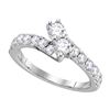 0.51 CTW Diamond 2-stone Hearts Together Bridal Ring 14KT White Gold - REF-52X4Y