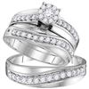 Image 1 : 0.97 CTW His & Hers Diamond Cluster Matching Bridal Ring 14KT White Gold - REF-112H5M