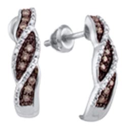 0.20 CTW Cognac-brown Color Diamond Stud Earrings 10KT White Gold - REF-18X2Y