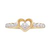 Image 1 : 0.10 CTW Diamond Heart Ring 10KT Yellow Gold - REF-12Y8X