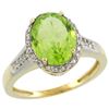 Image 1 : Natural 2.49 ctw Peridot & Diamond Engagement Ring 10K Yellow Gold - REF-36X5A