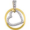 Image 1 : 0.20 CTW Diamond Circle Nested Heart Pendant 10KT Yellow Gold - REF-13W4K