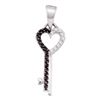 0.10 CTW Black Color Diamond Key Heart Pendant 10KT White Gold - REF-10Y5X