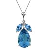 Genuine 6.5 ctw Blue Topaz Necklace Jewelry 14KT White Gold - REF-38N2R