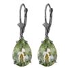 Genuine 10 ctw Green Amethyst Earrings Jewelry 14KT White Gold - REF-45N3R