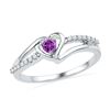 0.18 CTW Created Amethyst Heart Love Ring 10KT White Gold - REF-14F9N