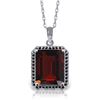 Genuine 7.7 ctw Garnet & Black Diamond Necklace Jewelry 14KT White Gold - REF-70T2A