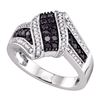Image 1 : 0.55 CTW Black Color Diamond Cluster Ring 10KT White Gold - REF-41M9H