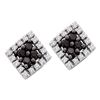 0.25 CTW Black Color Diamond Square Cluster Earrings 14KT White Gold - REF-18F2N