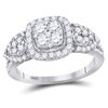 Image 1 : 1.24 CTW Diamond Square Halo Cluster Ring 10KT White Gold - REF-89M9H