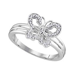 0.13 CTW Diamond Butterfly Bug Ring 10KT Two-tone Gold - REF-16W4K