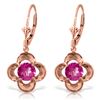 Genuine 1.10 ctw Pink Topaz Earrings Jewelry 14KT Rose Gold - REF-38P2H