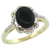 Natural 1.89 ctw Onyx & Diamond Engagement Ring 14K Yellow Gold - REF-36V7F