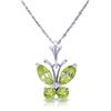 Genuine 0.60 ctw Peridot Necklace Jewelry 14KT White Gold - REF-23H5X