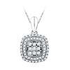 0.33 CTW Diamond Cluster Double Square Pendant 10KT White Gold - REF-22X4Y