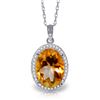 Genuine 4.88 ctw Citrine & Diamond Necklace Jewelry 14KT White Gold - REF-70Y2F
