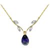 Genuine 1.52 ctw Sapphire & Diamond Necklace Jewelry 14KT Yellow Gold - REF-35R9P