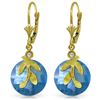 Genuine 10.63 ctw Blue Topaz & Diamond Earrings Jewelry 14KT Yellow Gold - REF-44A7K