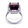 Genuine 5.8 ctw Amethyst & Diamond Ring Jewelry 14KT White Gold - REF-82A2K