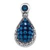 Image 1 : 0.15 CTW Blue Color Diamond Teardrop Cluster Pendant 10KT White Gold - REF-12K2W