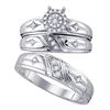Image 1 : 0.29 CTW His & Hers Diamond Cross Cluster Matching Bridal Ring 10KT White Gold - REF-52M4H