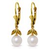 Genuine 4.4 ctw Pearl & Citrine Earrings Jewelry 14KT Yellow Gold - REF-25H3X
