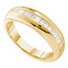 0.50 CTW Mens Princess Channel-set Diamond Wedding Ring 14KT Yellow Gold - REF-75Y2X